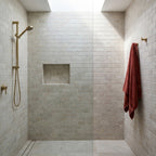 Kinglake Tidal Sand Mosaic Tumbled 48x98 tiles in a shower
