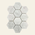 Large Hexagon Carrara Marble Honed 95x95 Mosaic, tiles laid together