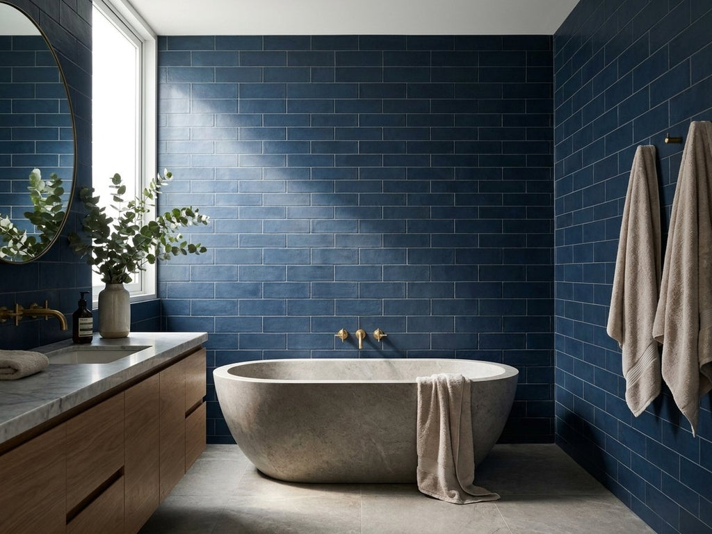 Lava Deep Swell Matt 65x200 tiles in a room