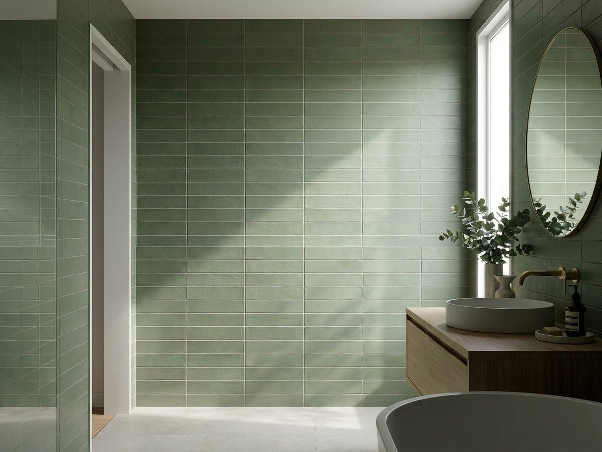 Lava Eucalypt Matt 65x200 tiles in a room
