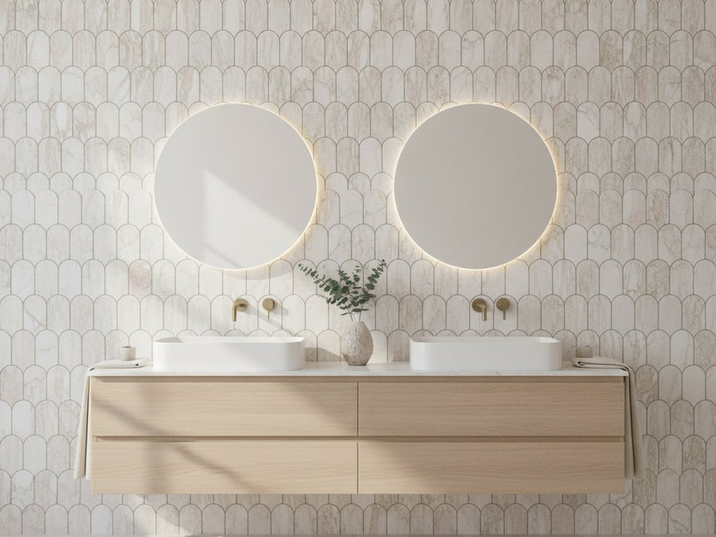 Lillypilly Boronia Fish Scale Honed 50.8x103.4 tiles in a room