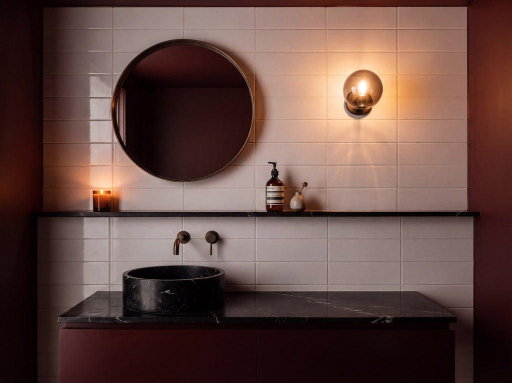 Loddon Salt White Gloss 100x300 tiles in a powder