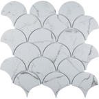Lorne Opal Fish Scale Mosaic Sheet Satin 305x310, tiles laid together