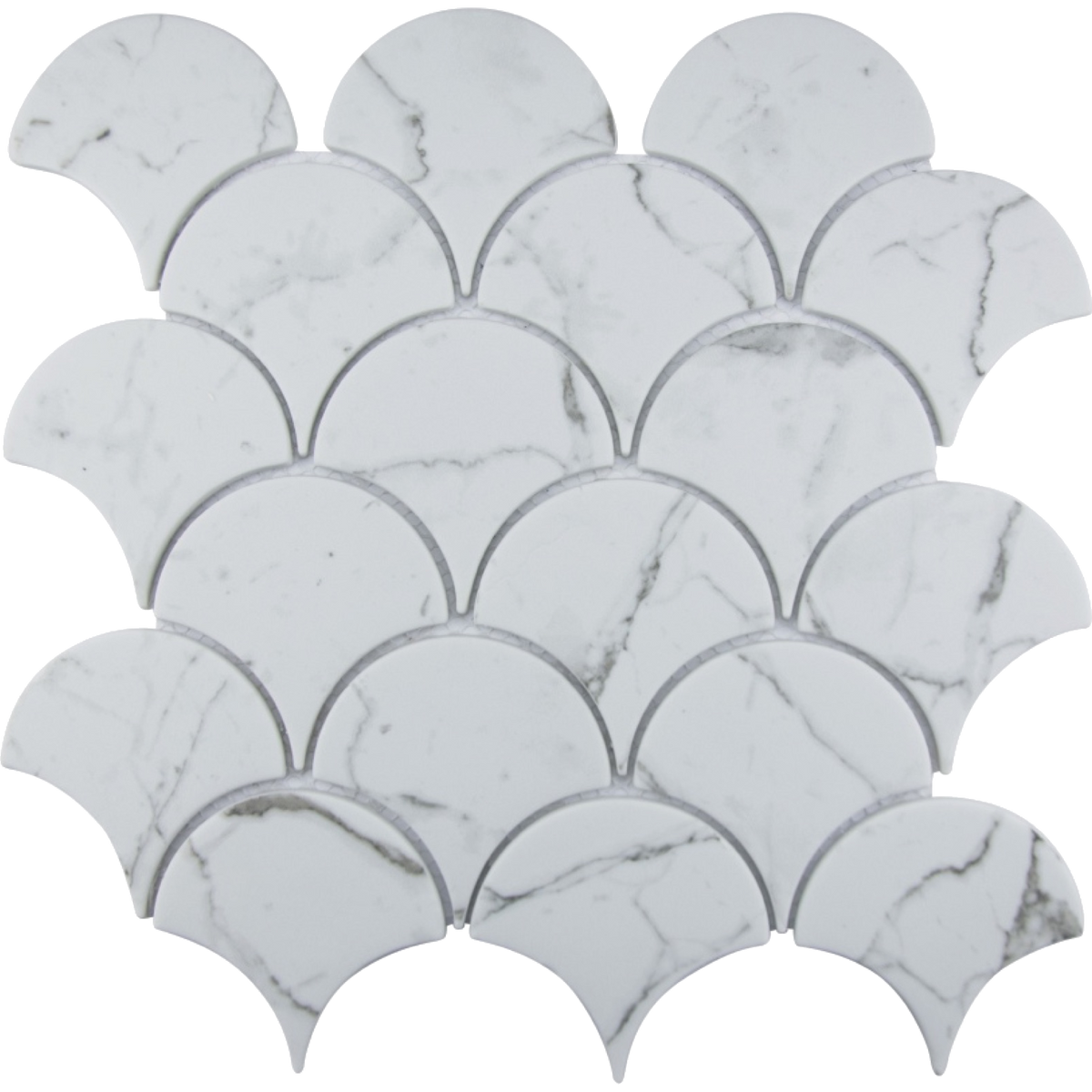 Lorne Opal Fish Scale Mosaic Sheet Satin 305x310, tiles laid together