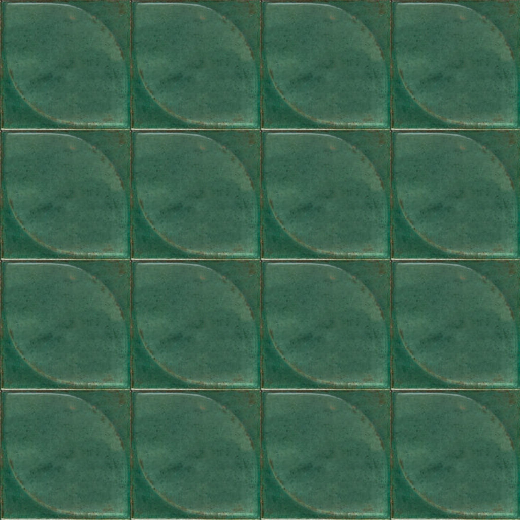 Luna Green 3D Dew Gloss 100x100, true-scale swatch: 400 x 400 mm of wall at real size