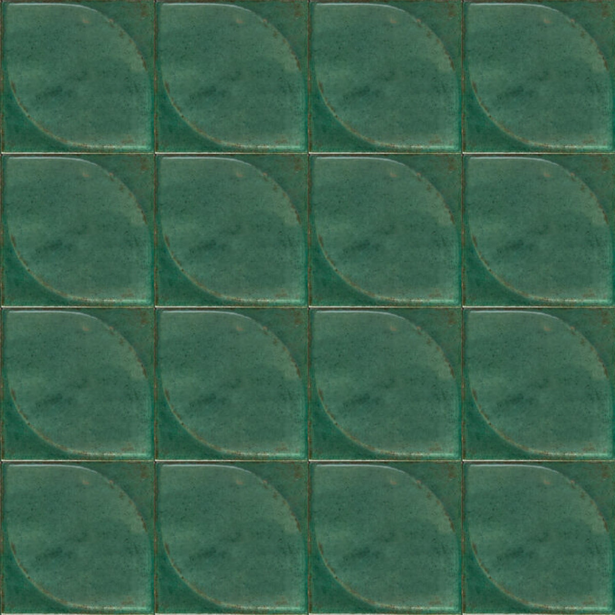 Luna Green 3D Dew Gloss 100x100, true-scale swatch: 400 x 400 mm of wall at real size