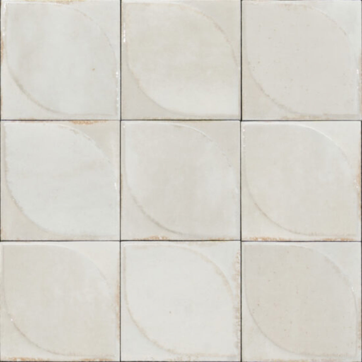 Luna Chalk 3D Gloss 100x100, tiles laid together