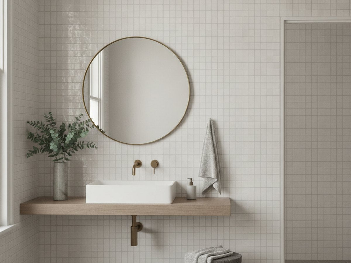 Luna Chalk 3D Gloss 100x100 tiles in a room