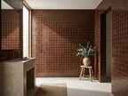 Luna Red Gum Gloss 100x100 tiles in a room