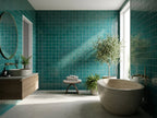 Luna Seagrass Gloss 100x100 tiles in a room