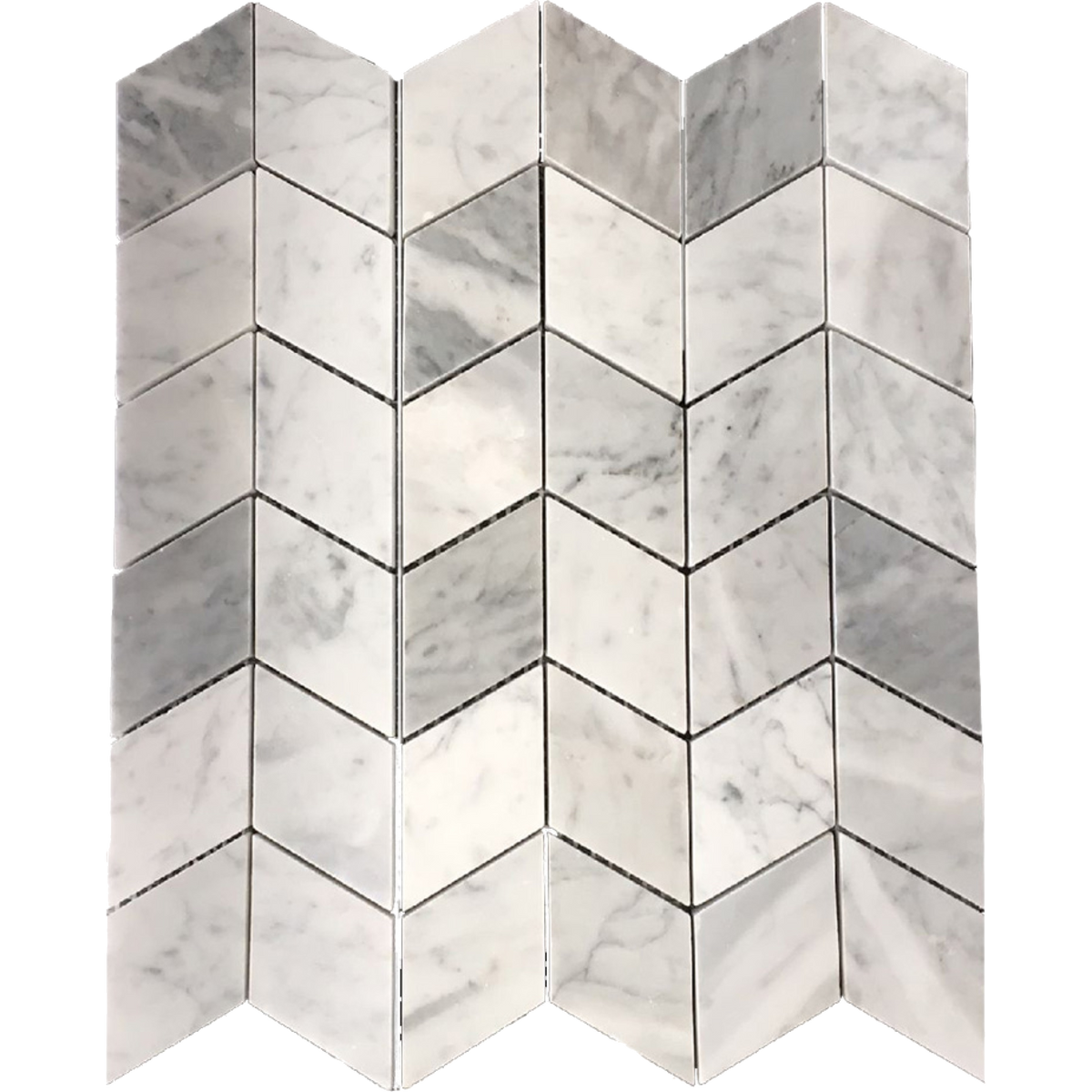 Macedon Cirrus Chevron Mosaic Honed 50x95, tiles laid together