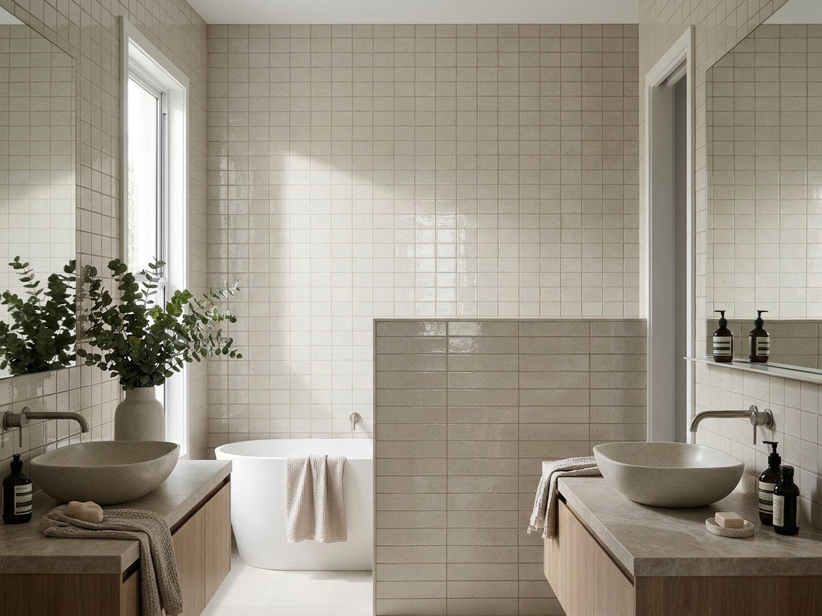 Mallee Paper Daisy Glazed 60x108 tiles in a room