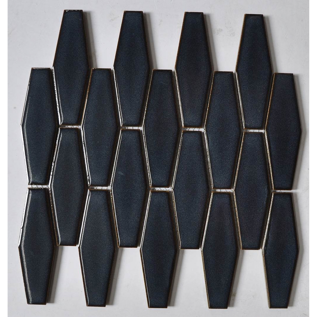 Mansfield Indigo Hexagon Mosaic Gloss 40x125, tiles laid together