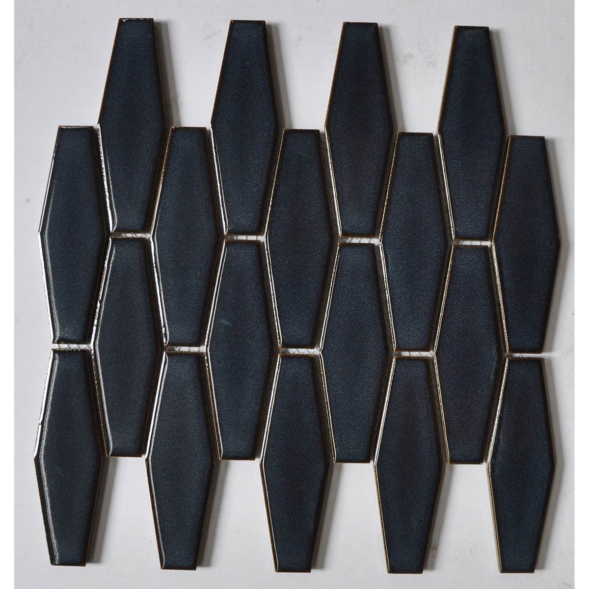 Mansfield Indigo Hexagon Mosaic Gloss 40x125, tiles laid together