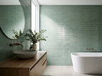 Melaleuca Eucalypt Gloss 75x300 tiles in a room