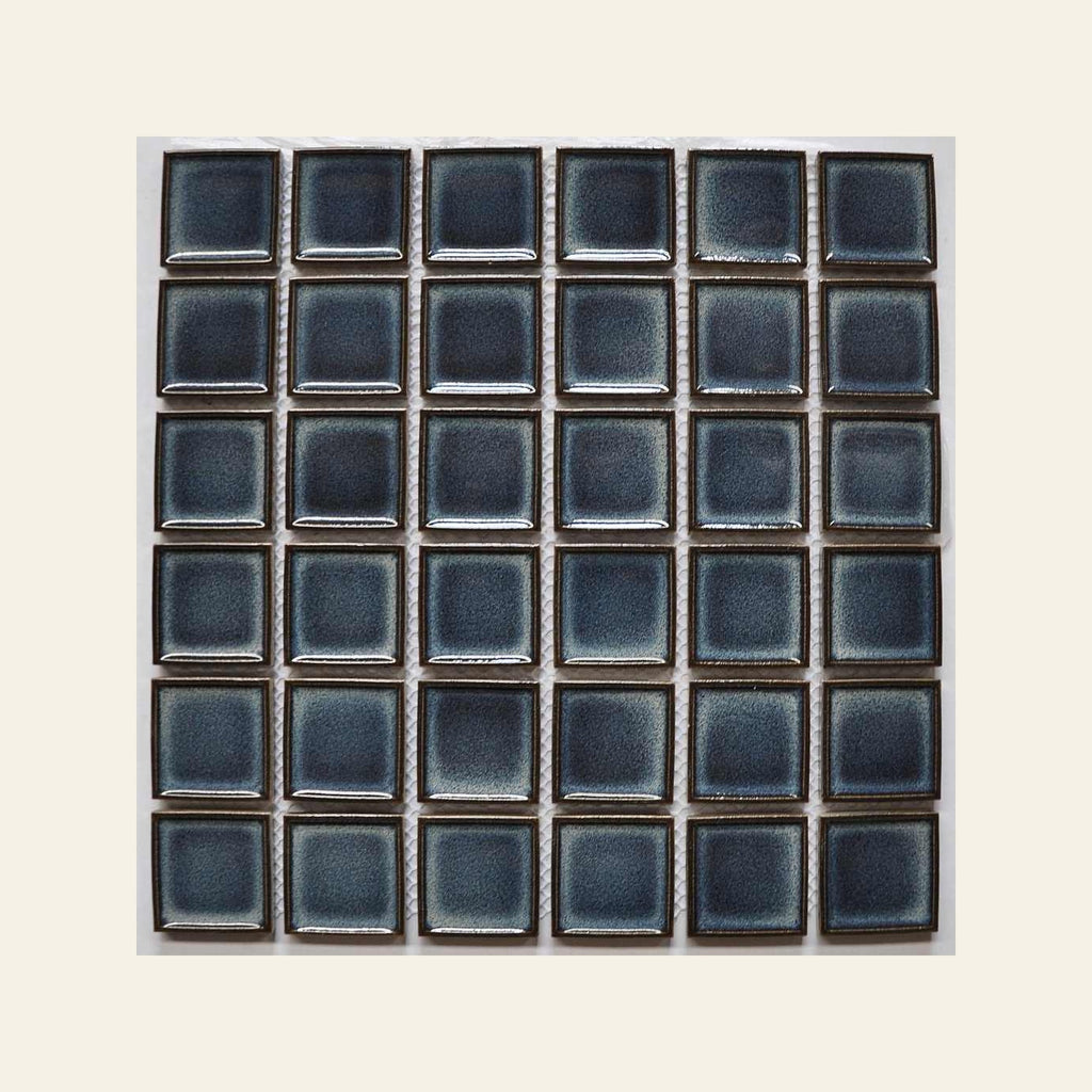 Ocean Blue Concave Square Gloss 48x48 Mosaic, true-scale swatch: 400 x 400 mm of wall at real size