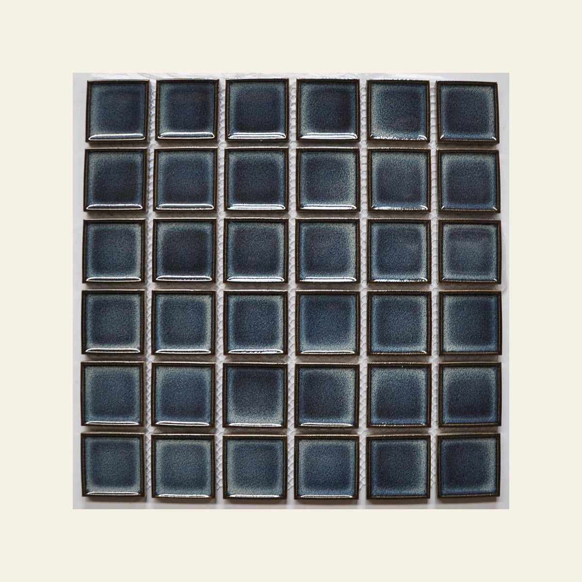 Ocean Blue Concave Square Gloss 48x48 Mosaic, true-scale swatch: 400 x 400 mm of wall at real size