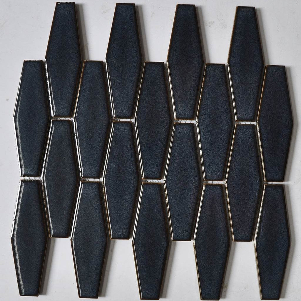 Ocean Blue Extended Hexagon (flat) Gloss 40x125 Mosaic, tiles laid together