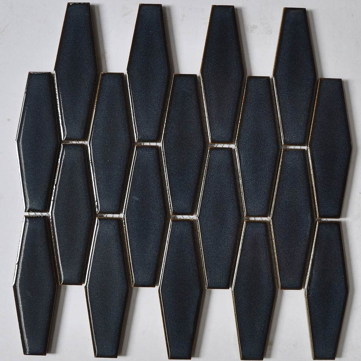 Ocean Blue Extended Hexagon (flat) Gloss 40x125 Mosaic, tiles laid together