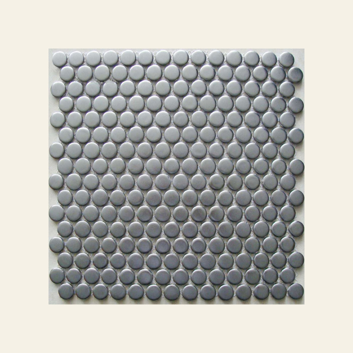 Penny Chrome Matt Mosaic Sheet 290x290, true-scale swatch: 400 x 400 mm of wall at real size