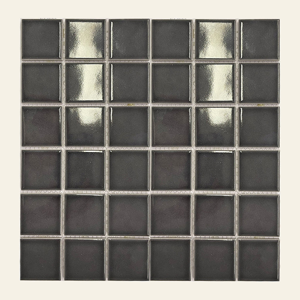 Pool Sorrento Charcoal Gloss 48x48 Mosaic, tiles laid together