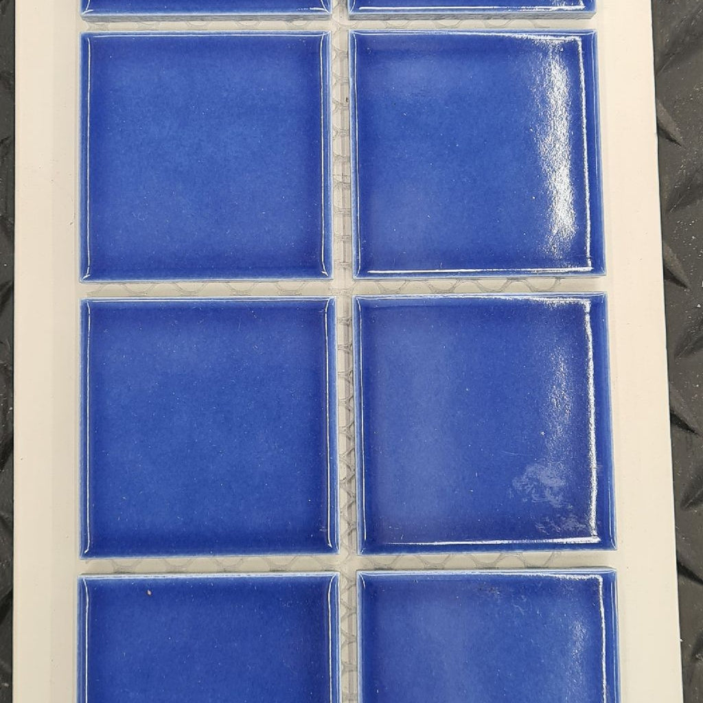 Pool Sorrento Smalt Plain Dark Blue Gloss 48x48 Mosaic, tiles laid together