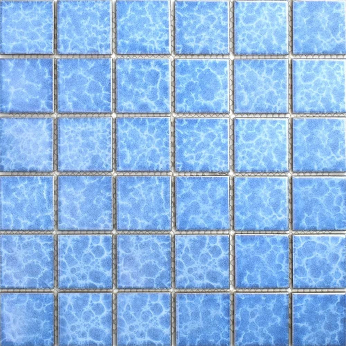 Pool Sorrento Ultra Marine Gloss 48x48 Mosaic, tiles laid together