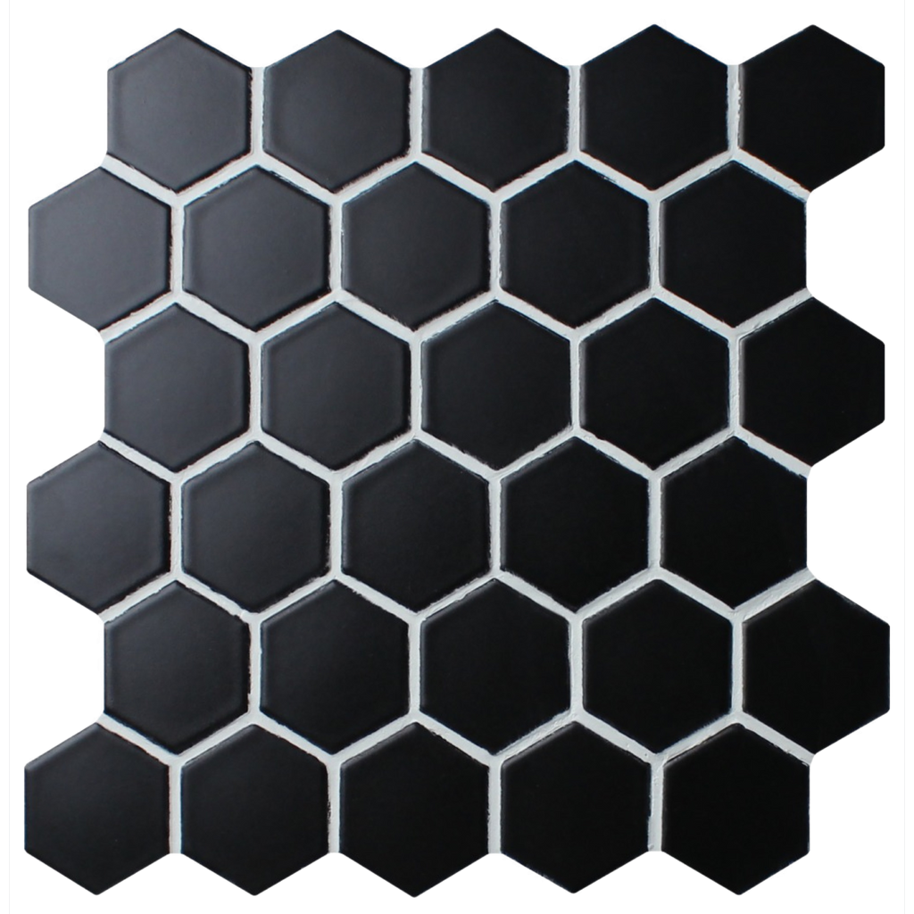 Saltbush Eclipse Hexagon Mosaic Matt 51x51, tiles laid together