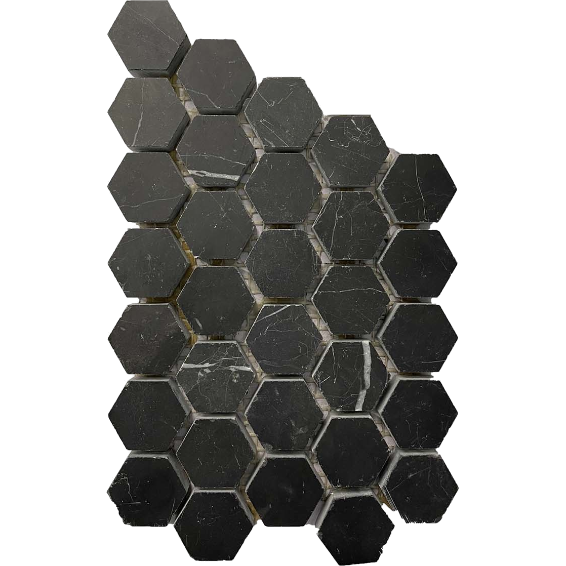 Saltbush Starlit Marble Hexagon Mosaic Honed 25x25, tiles laid together