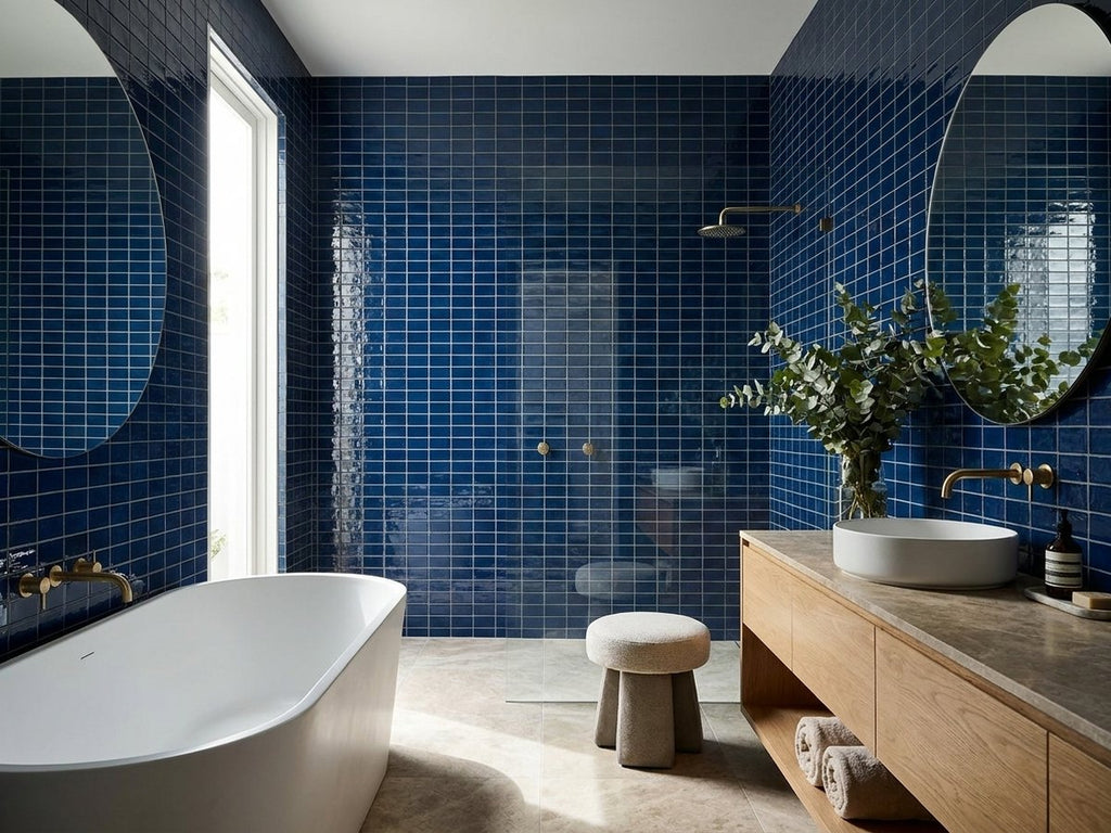 Scatto Twilight Bay Gloss 75x150 tiles in a room