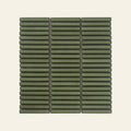 Shiki Sticks Green Stone Porcelain Glazed 12x92 Finger Mosaic, true-scale swatch: 400 x 400 mm of wall at real size
