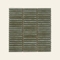 Shiki Sticks Pale Lagoon Porcelain Glazed 12x92 Finger Mosaic, true-scale swatch: 400 x 400 mm of wall at real size