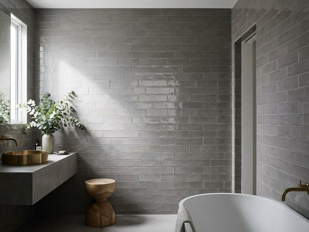 Soul Pebble Gloss 75x300 tiles in a room