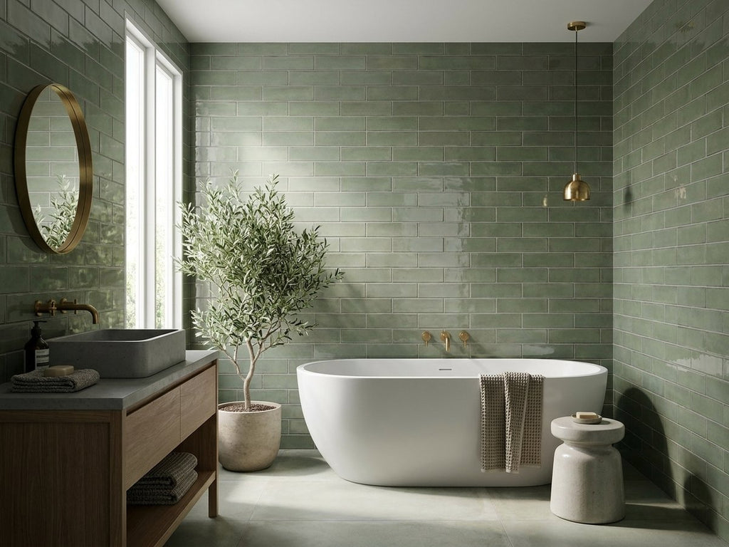 Soul Tea Tree Gloss 75x300 tiles in a room