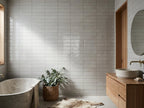 Soul White Gum Gloss 75x300 tiles in a room