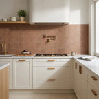 Spinifex Ochre Matt 100x100 tiles in a splashback