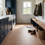 Spinifex Ochre Matt 75x300 tiles in a room