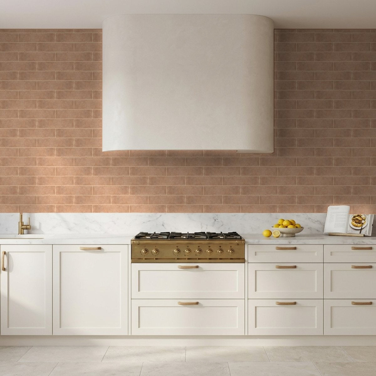 Spinifex Ochre Matt 75x300 tiles in a splashback