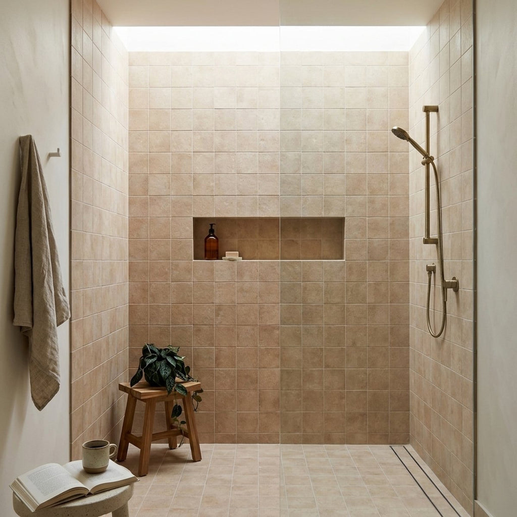 Spinifex Sandplain Matt 100x100 tiles in a room