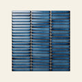 Stackbond Finger Navy Blue Gloss 12x92 Finger Mosaic, true-scale swatch: 400 x 400 mm of wall at real size