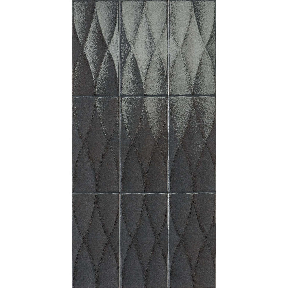 Taggerty Black Spur Braid Glazed 125x250, tiles laid together