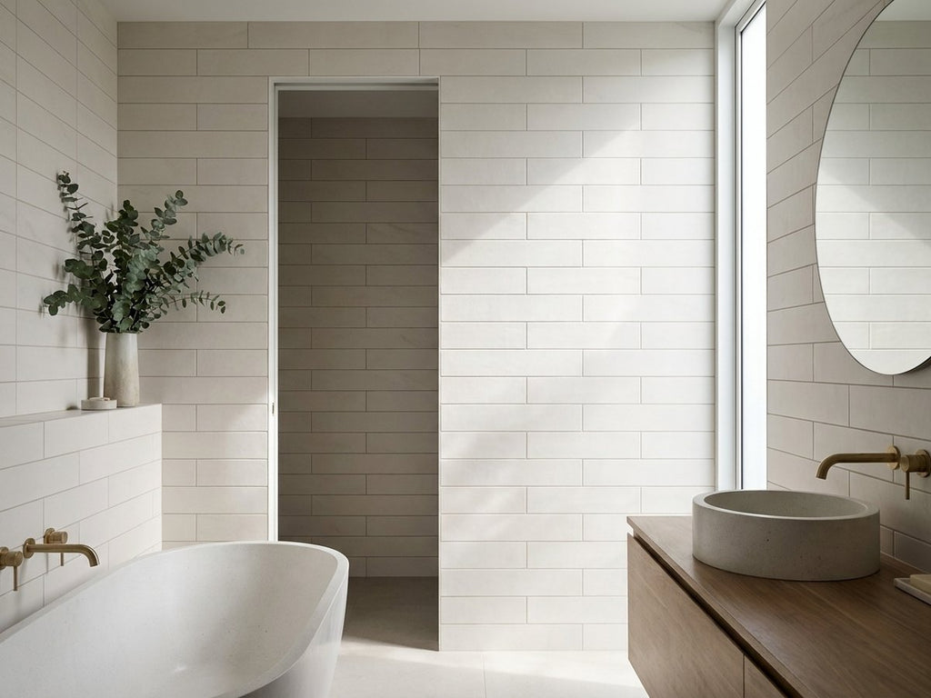 Tarkine Spindrift Matt 75x300 tiles in a room