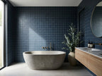 Tarwin Dusk Blue Matt 100x100 tiles in a room