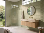 Tarwin Eucalypt 3D Matt 50x150 tiles in a bathroom
