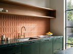 Tarwin Ochre 3D Matt 50x150 tiles in a room