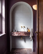 Tarwin Overcast 3D Matt 50x150 tiles in a room