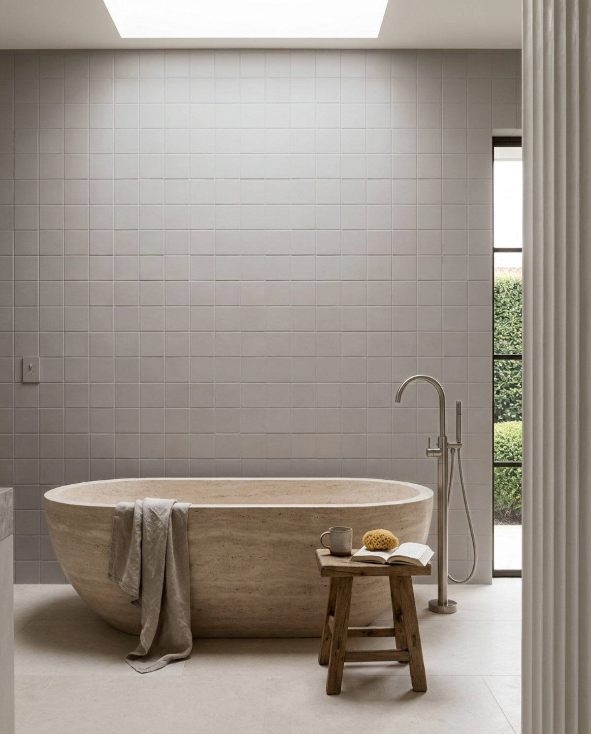 Tarwin Pebble Matt 100x100 tiles in a room