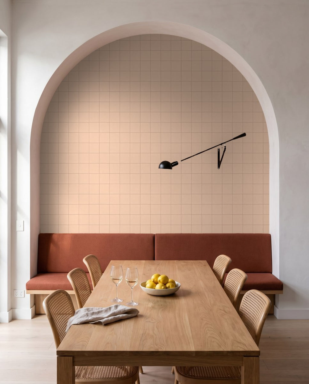 Tarwin Pink Heath Matt 100x100 tiles in a room