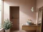 Tarwin Pink Heath Matt 50x150 tiles in a room