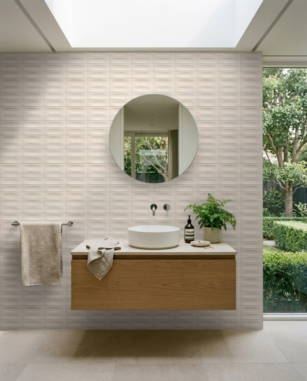 Tarwin Sandbar 3D Matt 50x150 tiles in a room